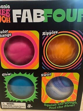 FAB FOUR Color-Change & Ripple Sensory Dough Set - Pink, Orange, Blue, Purple